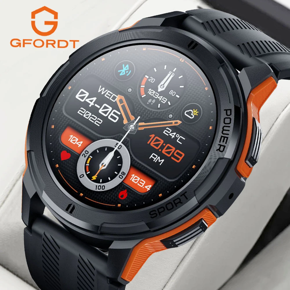 GFORDT Amoled Smart Watch Men Smartwatch 2023 1ATM Waterproof Bluetooth Call 1.43 Inch 466*466px Screen 100+Sport Smartwatch Men