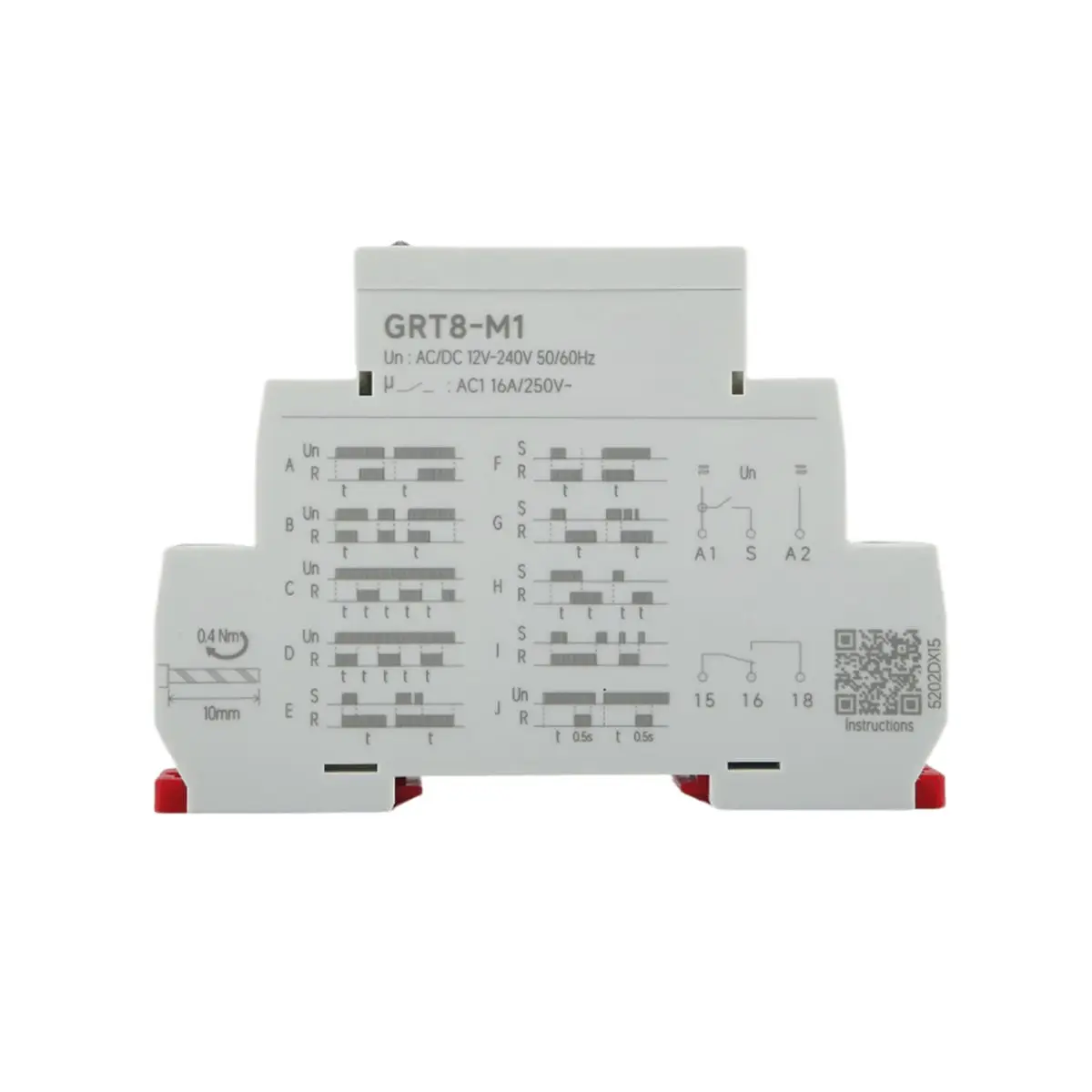 DT60  GRT8-M1 on Off Time Delay Relay 16A AC/DC12V-240V Multifunction Din Rail Automatic Timer Relay