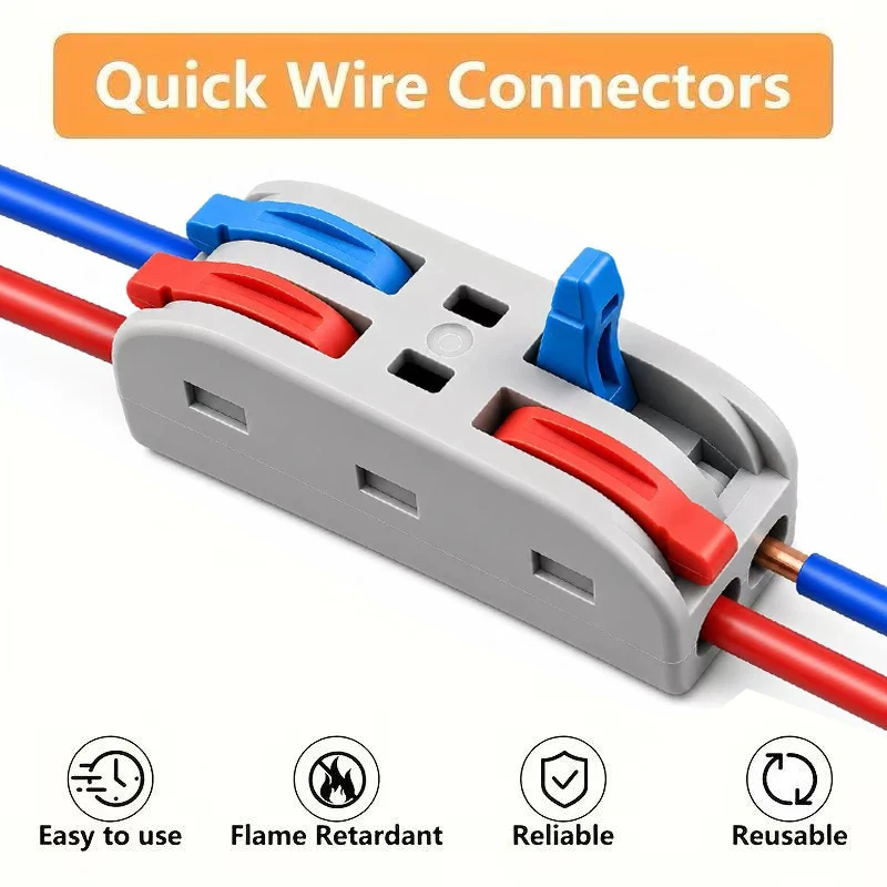 10PCS Compact Lever Terminal for AWG 28-12, Electrical Lever Nut Quick Wire Connector Push-In Wire Terminal Block