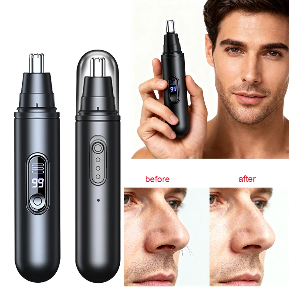 

Nose Hair Trimmer for Men Rechargeable Mini Pocket Nose Ear Eyebrow Trimmer 360 Rotating Painless Nose Hair Remover for Men's