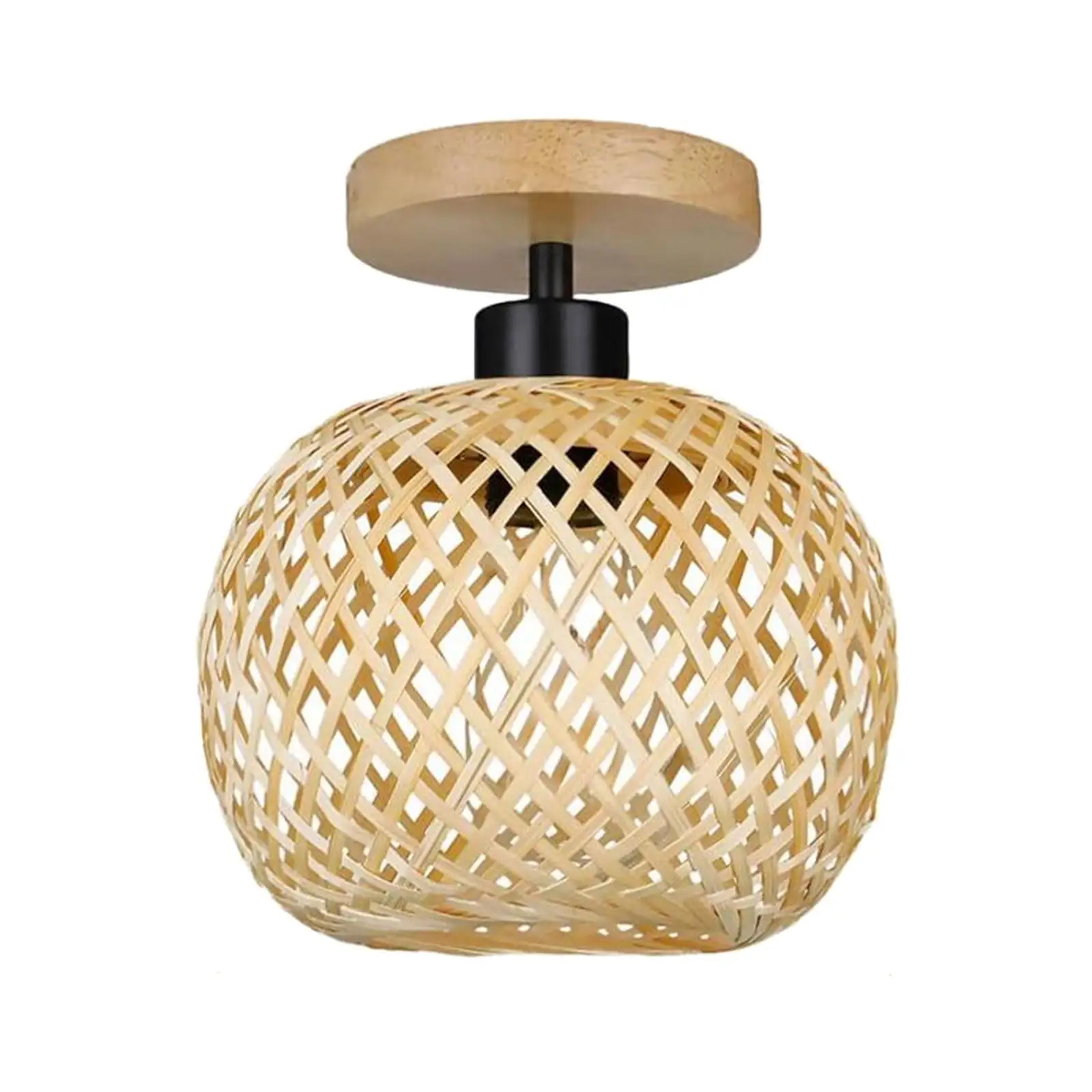 Bamboo Ceiling Lamp with No Bulb Rustic Style Dining Room Decor with Woven Bamboo Shade Pendant Lamp Cover Bambbo Pendant Light