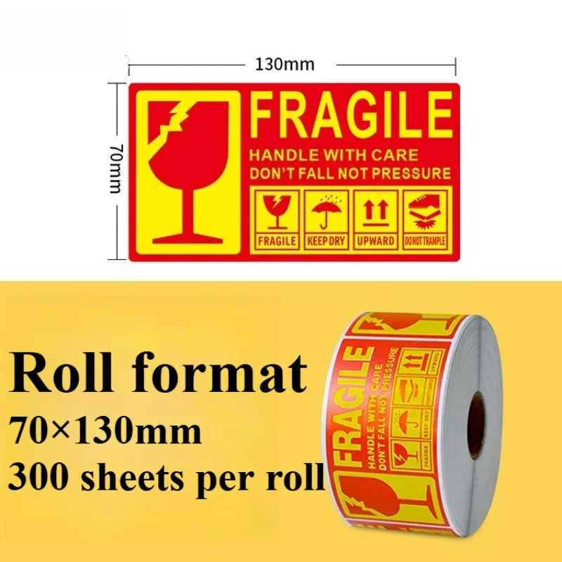 Fragile Warning Adhesive English  Mark Peelable Self-sticker for Express Parcel Cargo Carton Logistics Delivery Warehouse