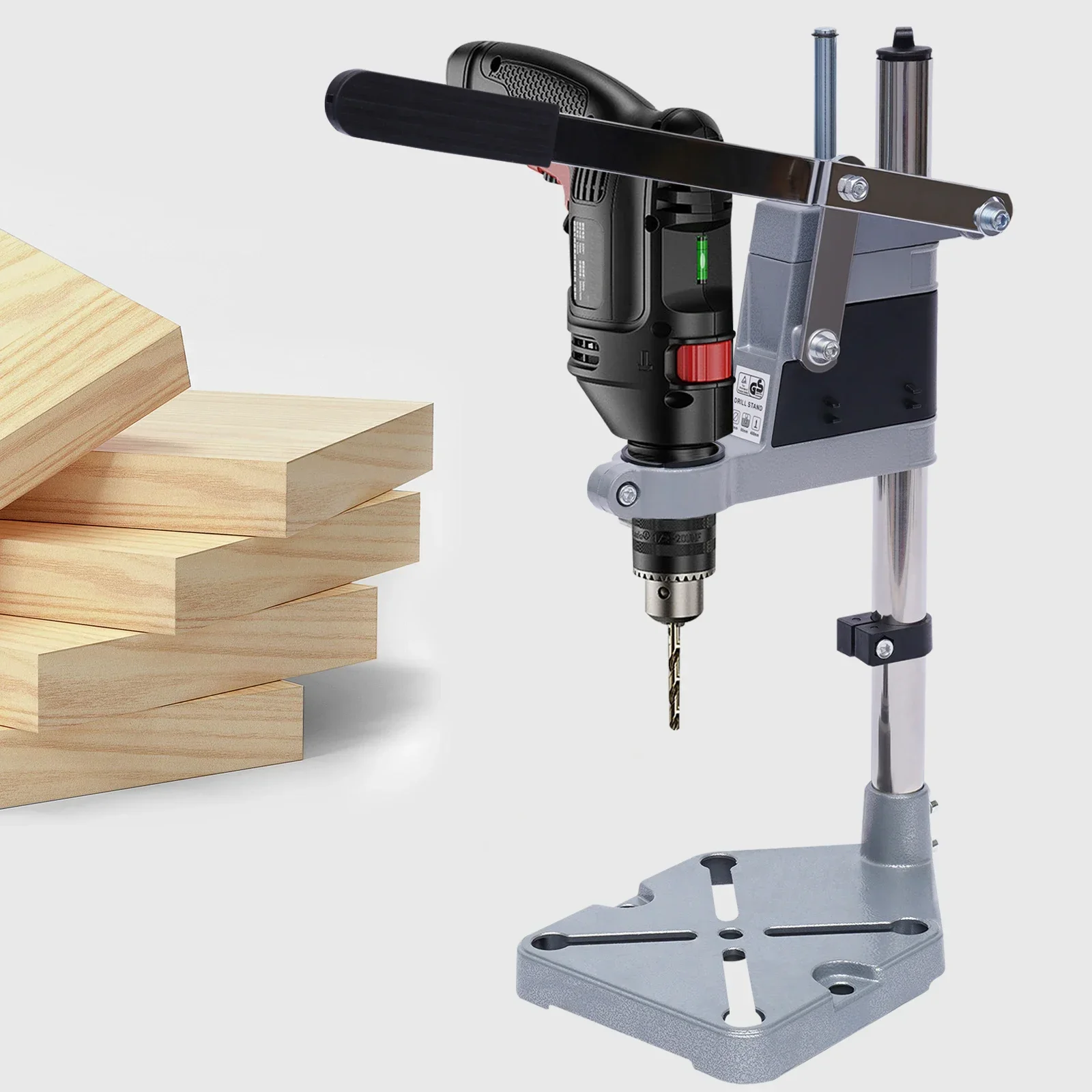 حامل مثقاب كهربائي محمول بفتحة مزدوجة مع مشبك، أداة حفر وإصلاح منضدة العمل، مناسبة لورشة العمل