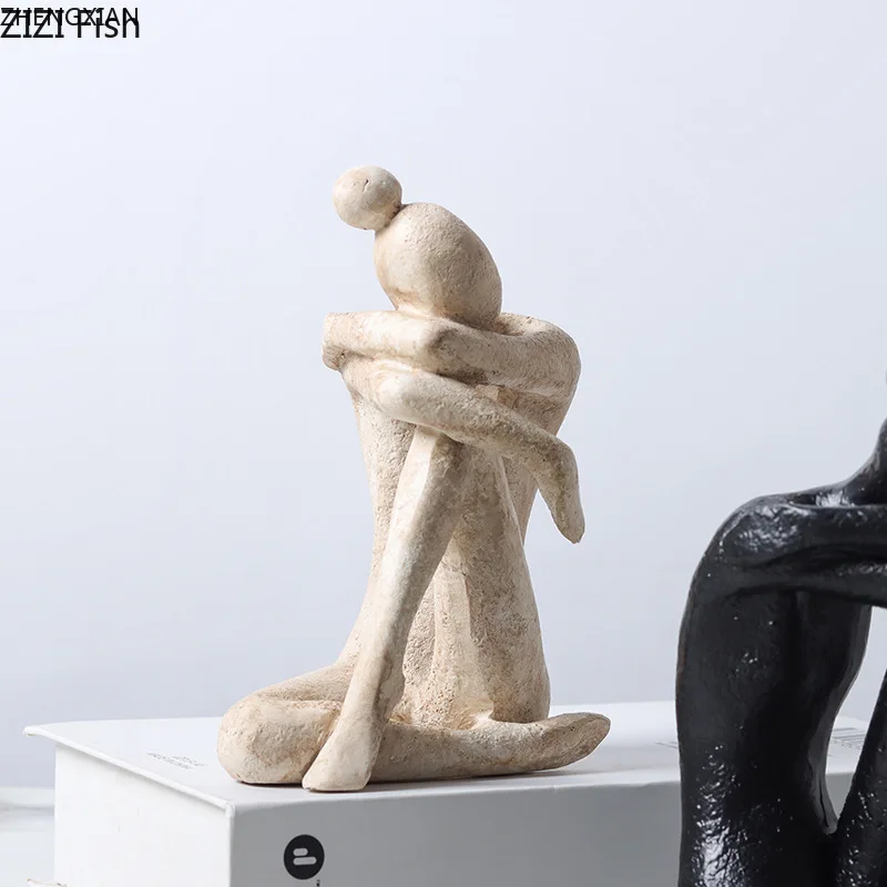 Knee Hugging Figures Statue Handicrafts Desk Decoration Ornaments Abstract Character Resin Sculpture Room Aesthetics Decor
