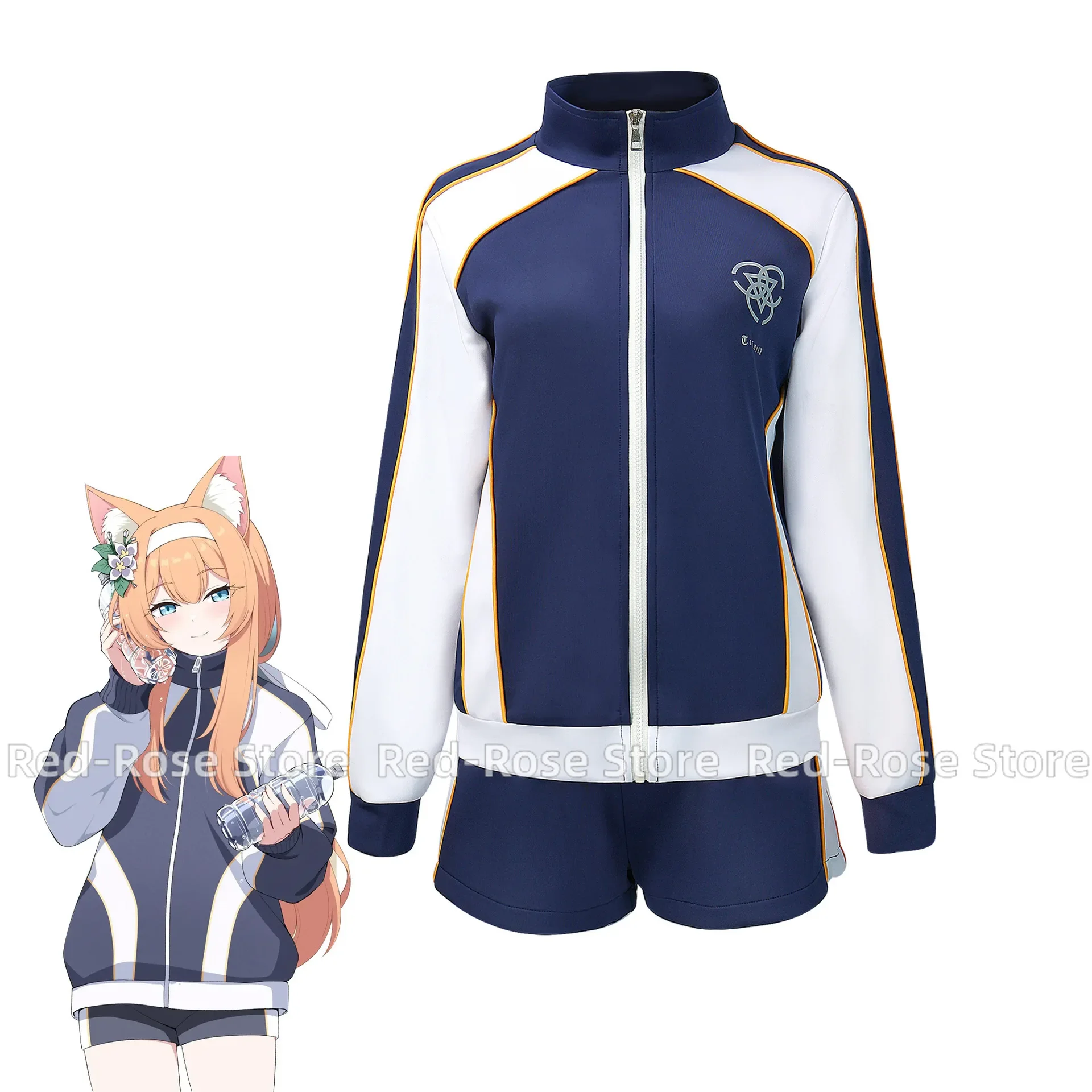

Game Blue Archive Iochi Mari Cosplay Costume Halloween Role Play Women Girls School Gym Uniform Full Suit Blue Coat Shirt Shouit