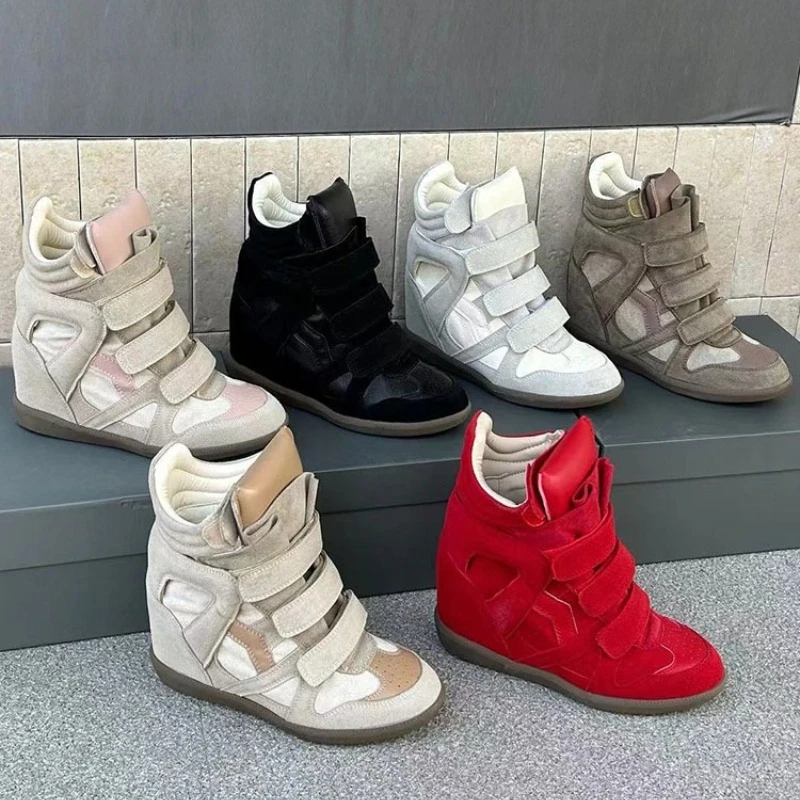 

Модные дизайнерские кроссовки на танкетке с увеличением роста на 8 см, на толстой подошве, ботильоны, трендовые люксовые спортивные повседневные женские туфли