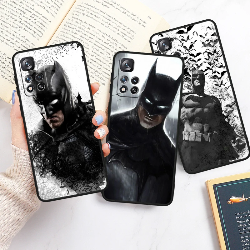 B-batmans Superhero Cool For Redmi Note 13 12 Turbo 11T 11P 11E 11S 10T 10S 10 9 Pro Plus Max Silicone Black Phone Case