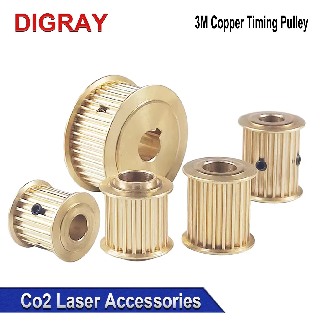 DIGRAY Copper Synchronizing Gear,Timing Pulley HTD 3M Pulley Synch Motor Wheel for DIY CO2 Laser Engraving Cutting Machine