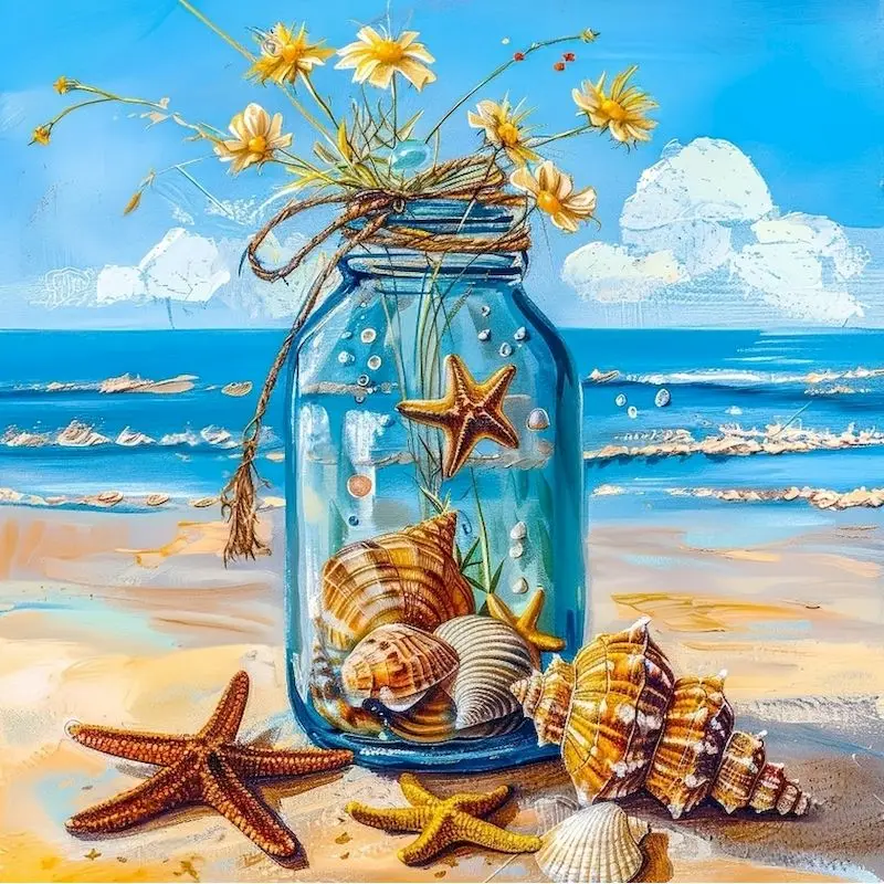 

GATYZTORY Diamond Painting Seaside Landscape DIY Acrylic Craft Supplies Shell Diamond Mosaic Bottle Flower Handmade Hobby