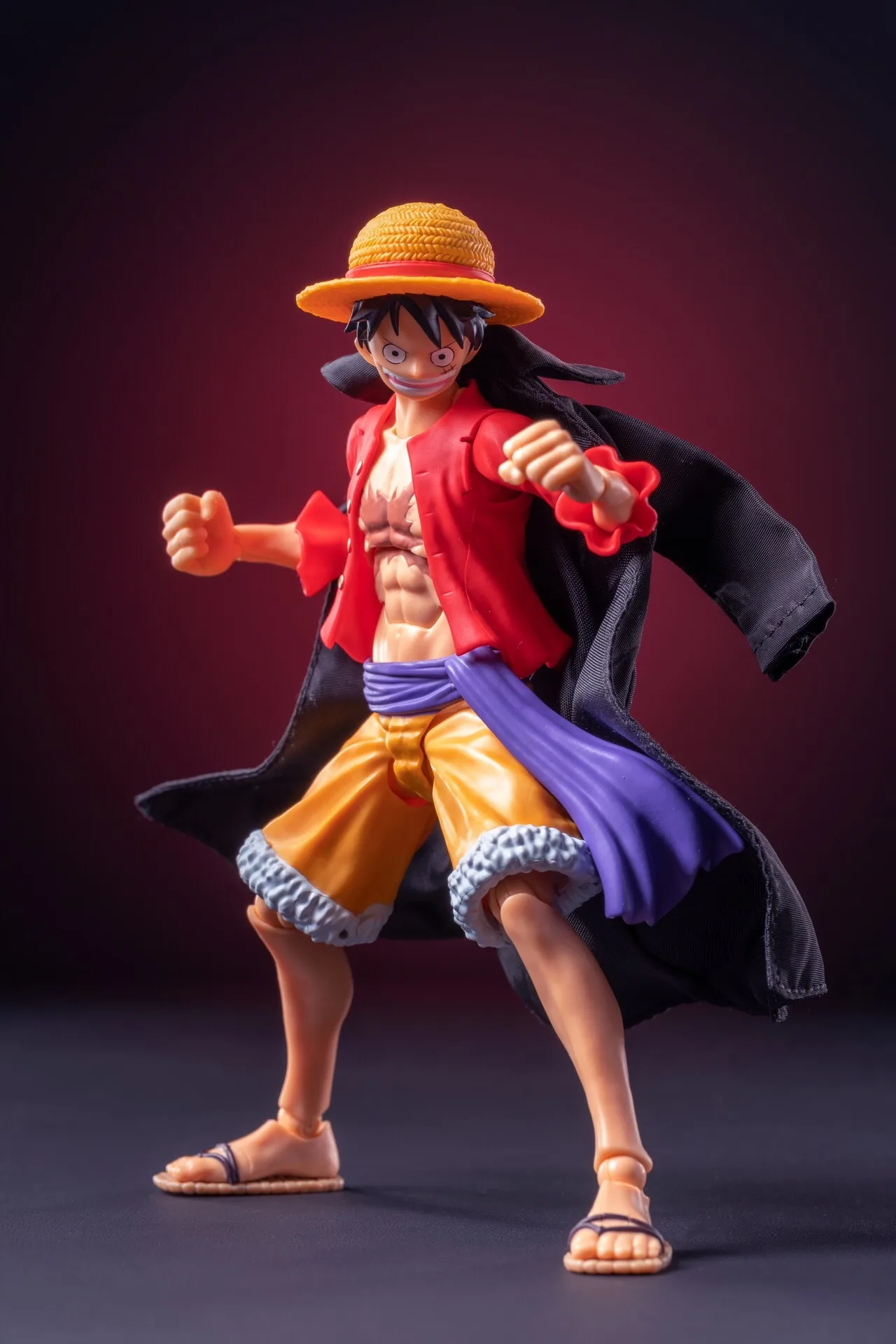 Custom 1/12 Male Shf One Piece OP Monkey·D·Luffy Captain Straw Hat Windbreaker Coat Scene Props For 6in Action Figures Model