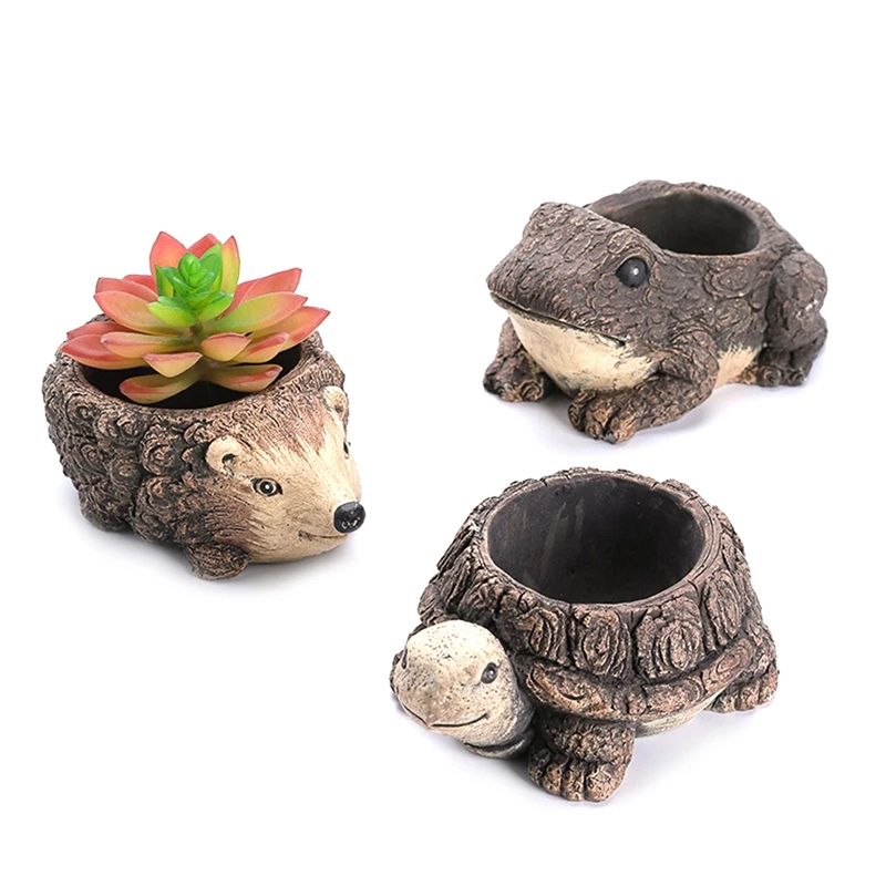 Succulent Flower Pot Mini Resin Plant Pot Resin Succulent Pot For Office Desktop Table Ornament Hedgehog Durable Easy To Use