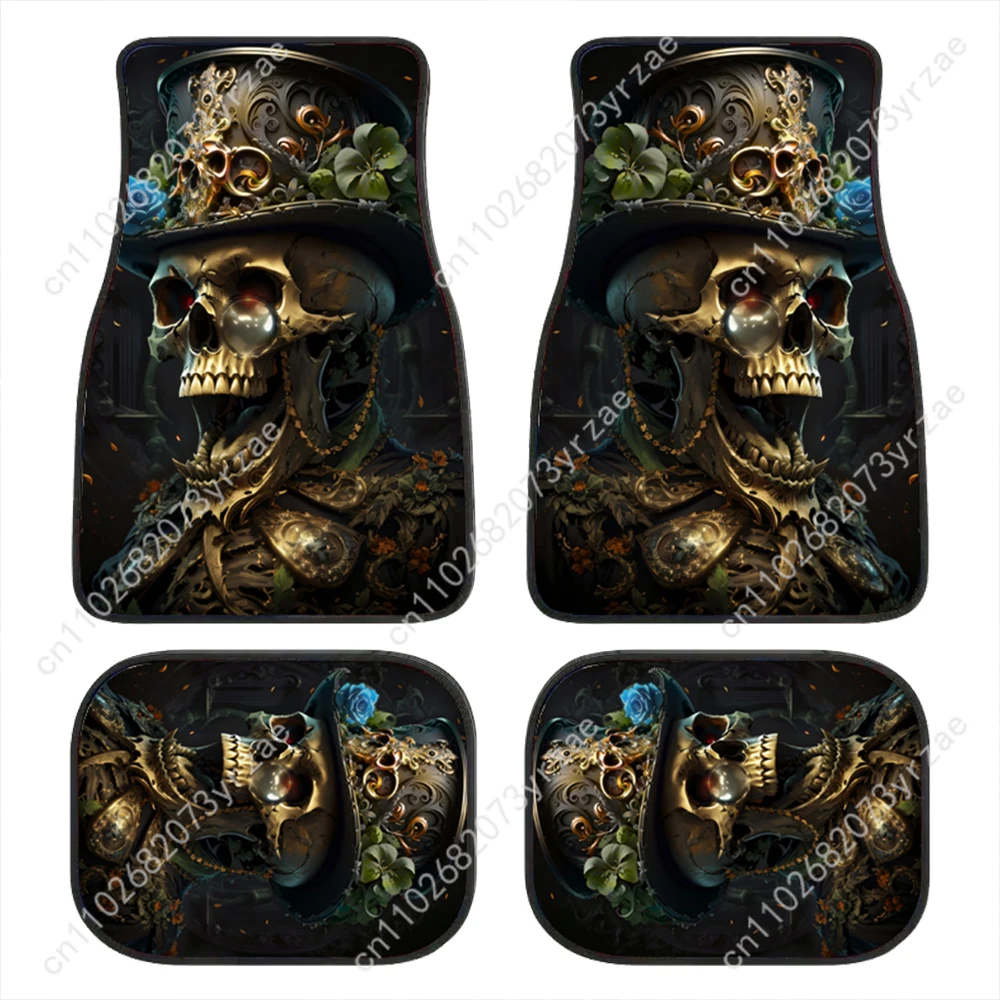 

Gentleman Skull 4pcs Universal Car Floor Mats All-Season Fashionable Auto Interio Absorbent Non-Slip Washable Car Floor Mats