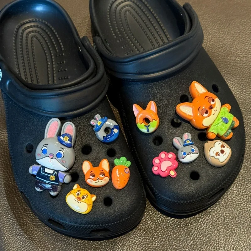 Mesuca Zootopia Shoes Charms Judy Hopps Nick Wilde Shoe Charms Carrot Paw Print Clog Decorations Accessories for Sandals