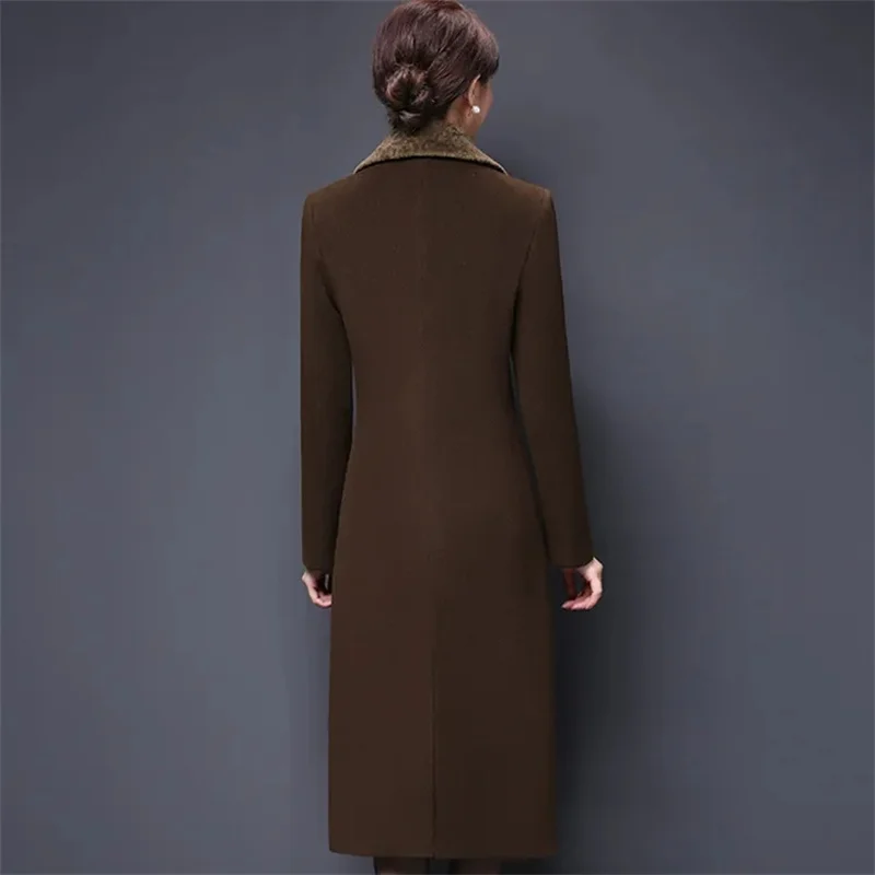 Manteau en laine mélangée de haute qualité pour femme, manteau en fausse fourrure, long, épais, coréen, mère, automne, hiver, nouveau, 2023