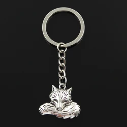 Fashion 30mm Key Ring Metal Key Chain Keychain Jewelry Antique Silver Color Plated Wolf Tail Fox 24x28mm Pendant