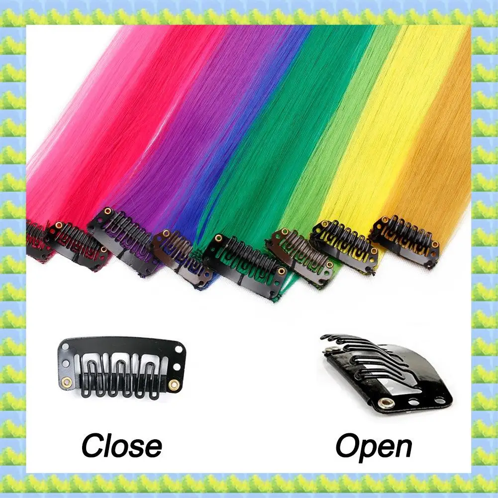 

FZFZ 13 шт. цветные вечерние блики красочные заколки для наращивания волос 55 см прямые синтетические шиньоны