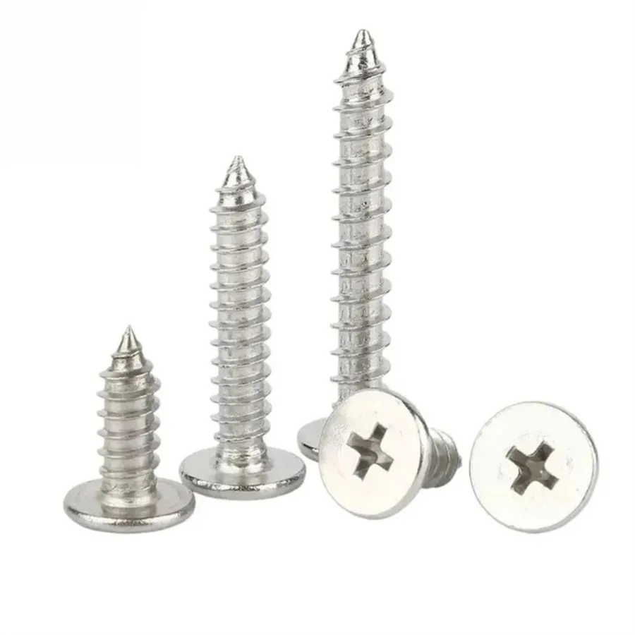 Cross Phillips Ultra Thin Super Low Flat Wafer Head Self‑tapping Wood Screw 304 A2 Stainless Steel M2 M2.6 M3 M3.5 M4 M5 M6