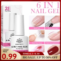 BORN PRETTY 15/10ML 6 IN 1 Nail Glue Gel for Acrylic Nails Soak off Base Gel Top Coat UV Extension Nail Gel False Nail Tips Gel
