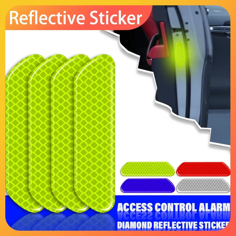 4pcs Car Door Reflective Strips security Warning Stickers For No Logo