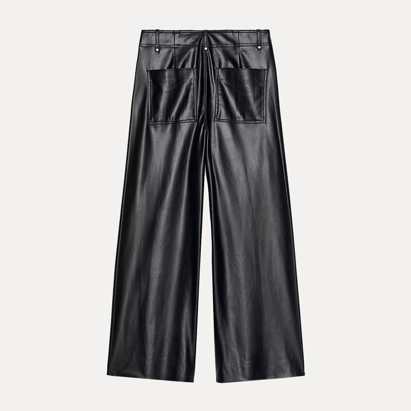 الحلو شخصية تأثير الجلود فضفاضة مصممة السراويل للنساء عالية الخصر واسعة الساق عارضة السراويل الخريف الوافدين الجدد #4