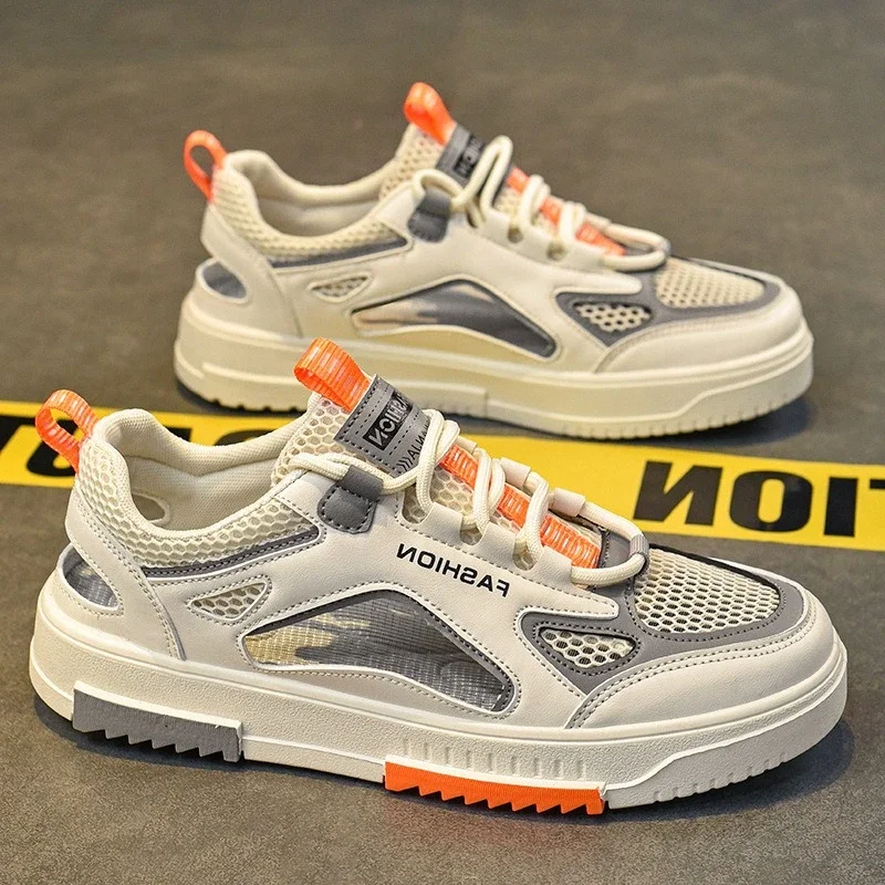 Дышащая мужская вулканизированная обувь, уличные кроссовки на шнуровке, новые летние удобные мужские сандалии, повседневные сетчатые кроссовки