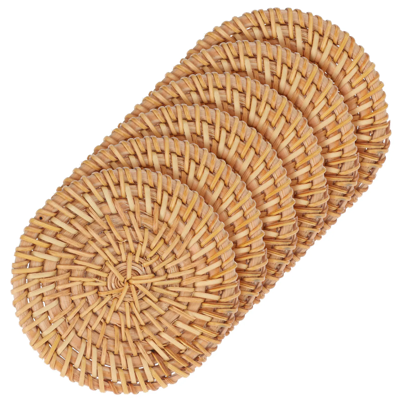 

6pcs Coasters 8cm H woven Round Natural Coasters Natural Material Heat Insulation Mat Teacup Pad Table Decor Kitchen Dining
