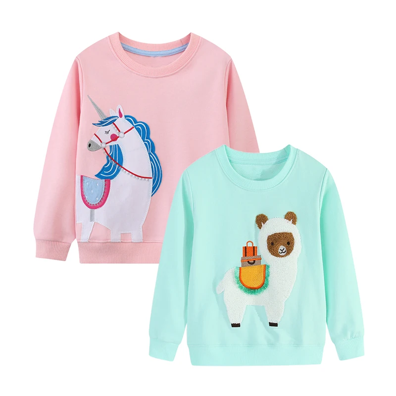 Little maven 2PCS 2026 Autumn Spring New Kids Clothes Baby Girls Cartoon Unicorn Tops Hoodies SweaterShirts Children 2-7 Years