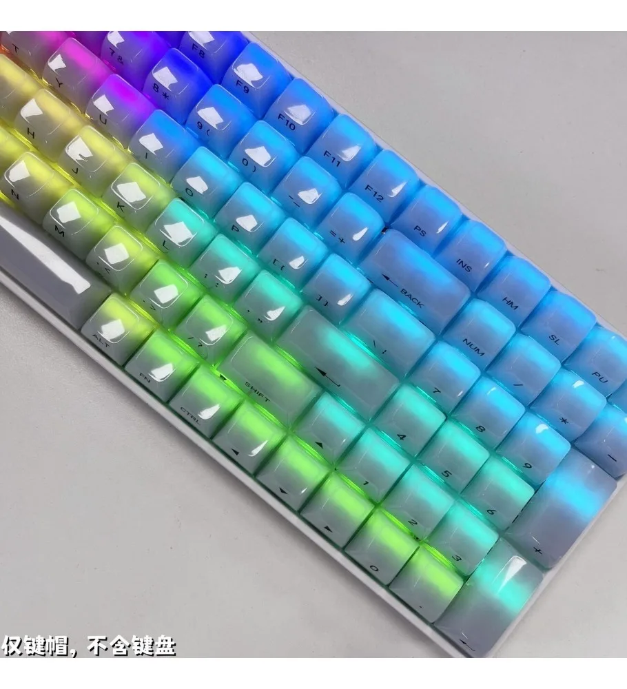 A full set of high-quality transparent keycaps light-transmitting side engraving/positive engraving white marble theme 115MDA