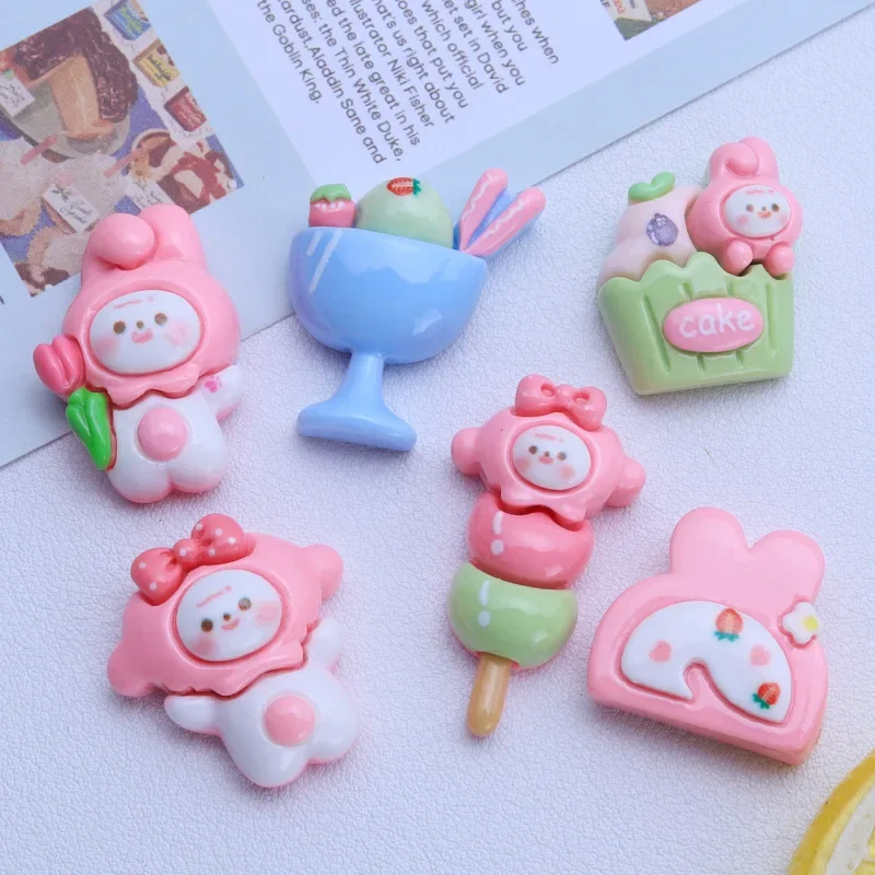 Sanrioed Melody New 10Pcs Resin Accessories Kawaii Style Diy Phone Case Water Cup Pencil Box Anime Cartoon Decoration Cute Toys