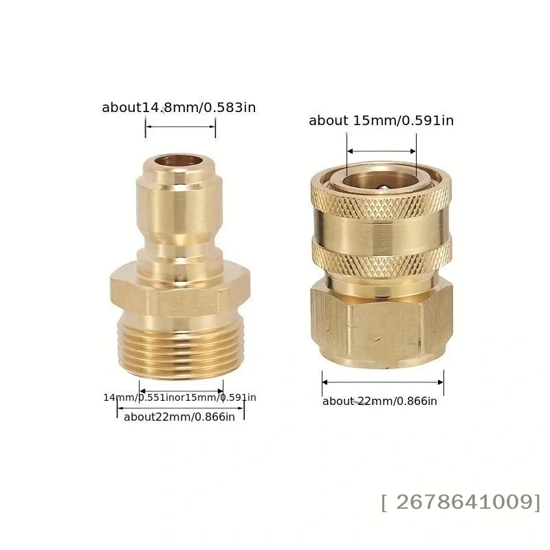 〔L〕Quick Plug Washer Brass Pressure Release Connector M22 15 Female 1/4 Male Pair Hose Inch Adapter Gar