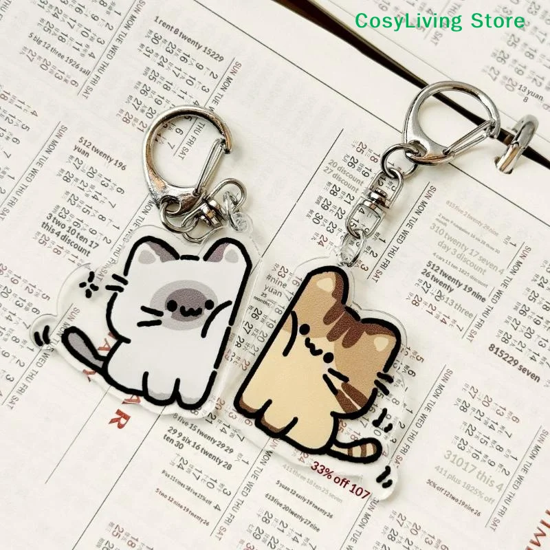 [CL] 1 par de lindos llaveros con colgante de gato, regalo para fiestas, llavero a juego para parejas, para mochila [CL]