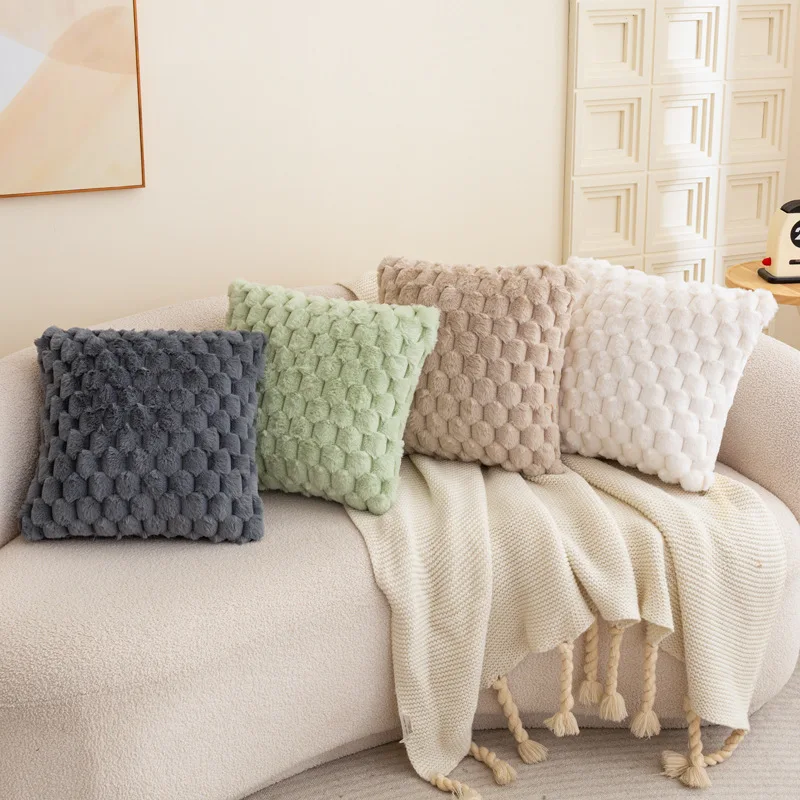 2er-Pack Künstliche Plüsch-Fellkissenbezüge, Luxuriöse Dekorative Kissenhüllen für Sofa, Wohnzimmer und Autoinnenraum (Ohne Kissenfüllung) – Detail 3
