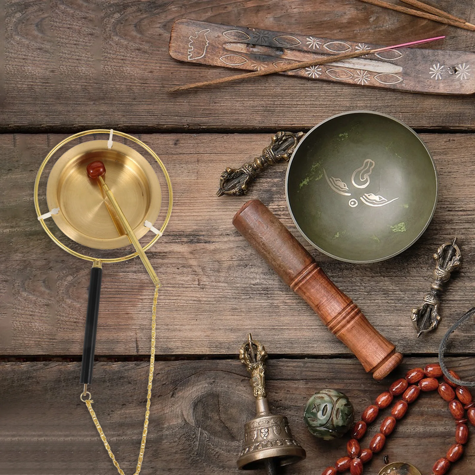 

Temple Brass Bell Ornament Buddhism Yin Qing Supply Portable Lightweight Handbell Exquisite Workmanship Clear Tones Gift