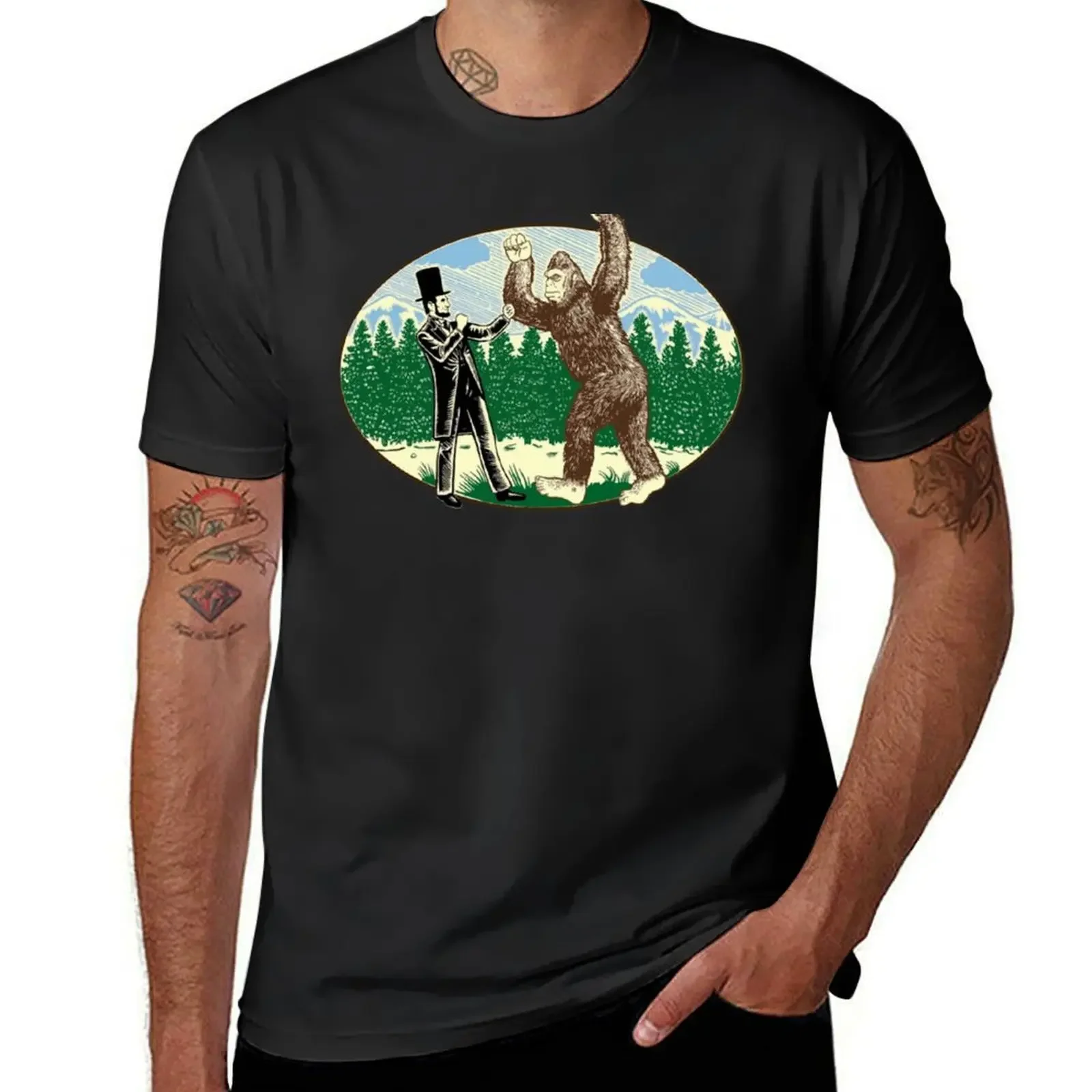 

ABE Lincoln Sasquatch Hunter Bigfoot Logo Men Short Sleeve T-Shirt sublime blacks mens graphic t-shirts pack