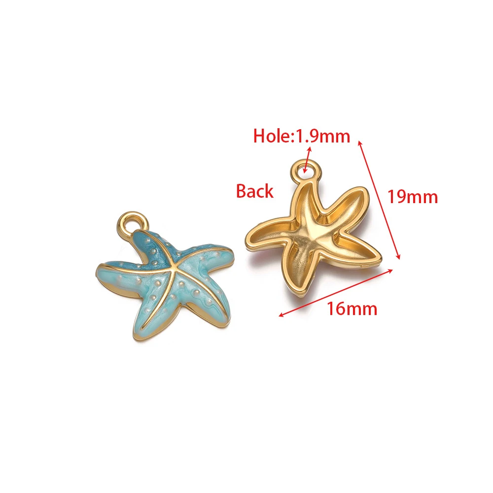 5pcs Stainless Steel Cute Enamel Starfish Pendants Necklaces Charms for DIY Children Jewelry Making Bracelets Earrings Findings