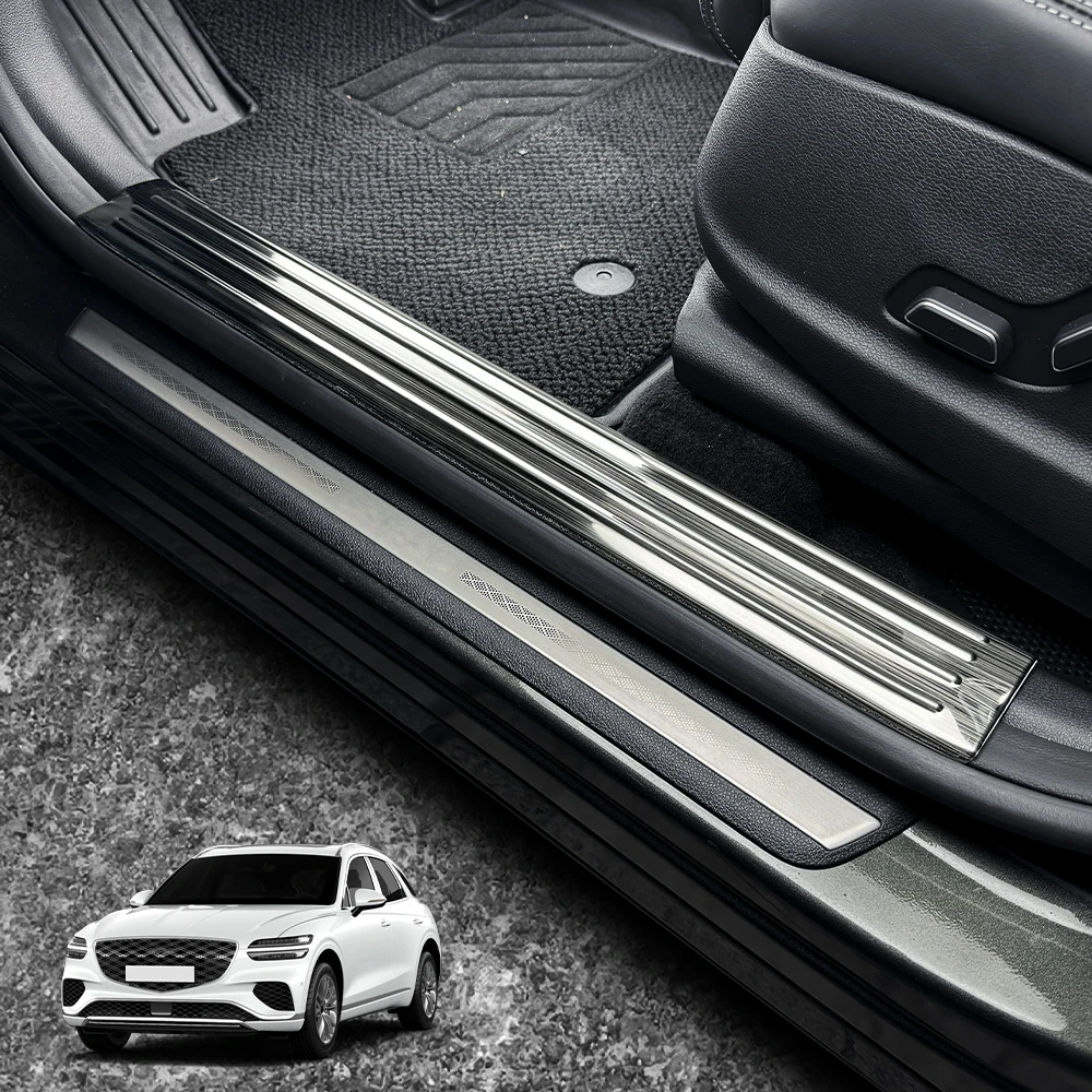 

4Pcs For Genesis GV70 PE 2026 LHD/RHD Car Interior Door Sill Protective Pad Cover Guards Front Rear Door Threshold Strip