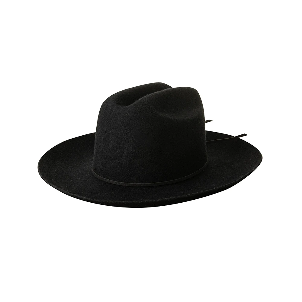 100% Wool Felt Fedora Hat With Tied Felt string Wide Brim