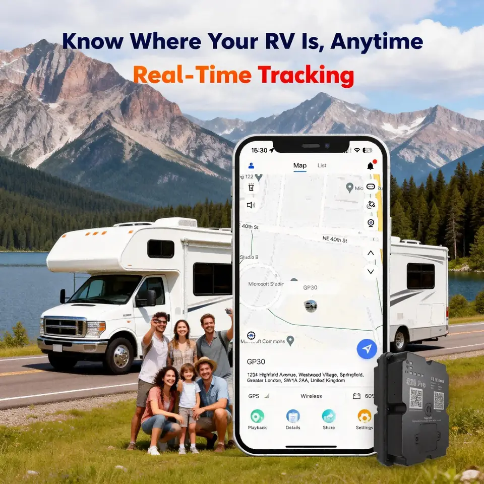 4G GPS Tracker for RVs, Campers & Motorhomes, 7500mAh Battery & SOS Alert