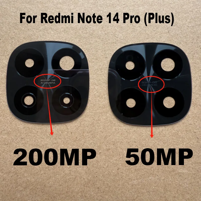 New For Xiaomi Redmi Note 14 Pro + Plus Back Camera Lens Glass Rear Camera With Glue Sticker Adhesive Replacement
