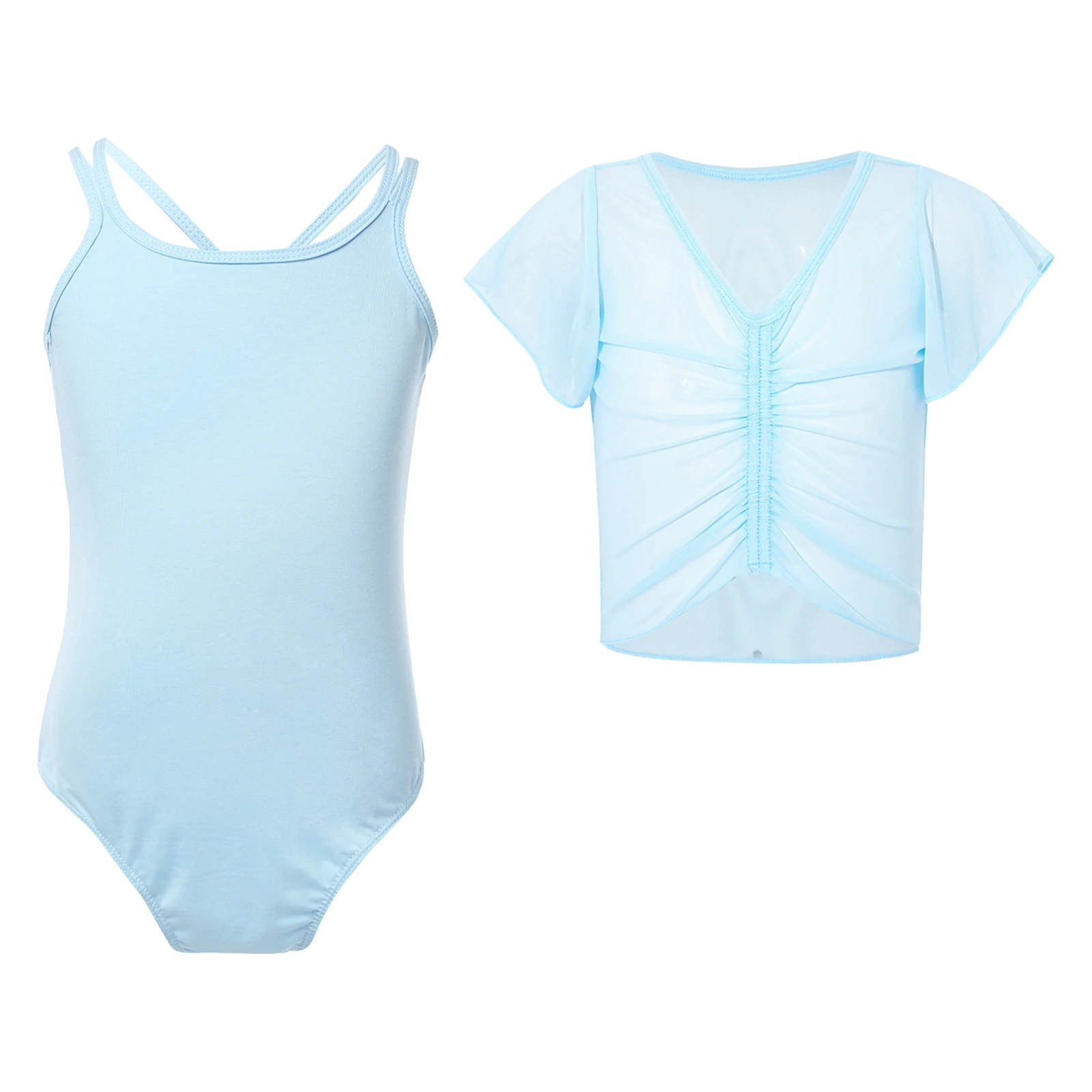 طفل فتاة الجمباز يوتار مع الباليه الرقص التفاف المحاصيل الأعلى بروتيل بقماش شفاف التستر راقصة الباليه الزي قاعة الرقص ملابس تدريب