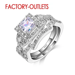 Genuine 925 Sterling Silver Engagement Ring Romantic Fashion Jewelry  Elegant Crystal Bezel Setting Women Girls Wholesal