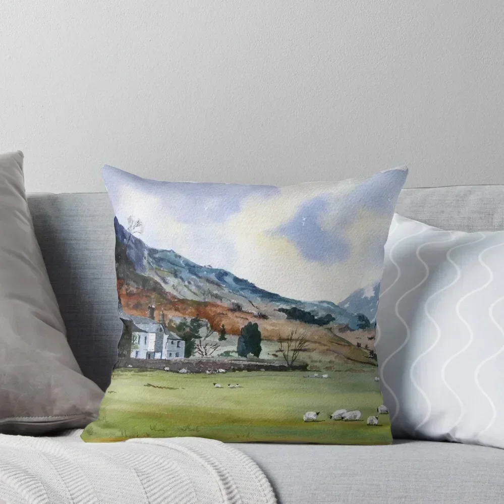 Lambing Season - Farm, Cumbria, The English Lake District Throw Pillow pillow cover luxury Cushion Cover pillow