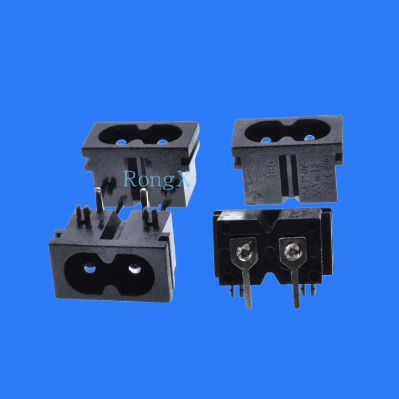 50pcs/AC power wiring socket 8-shaped plug 90-degree pin board two pins with fixed points 22X12mm small eight
