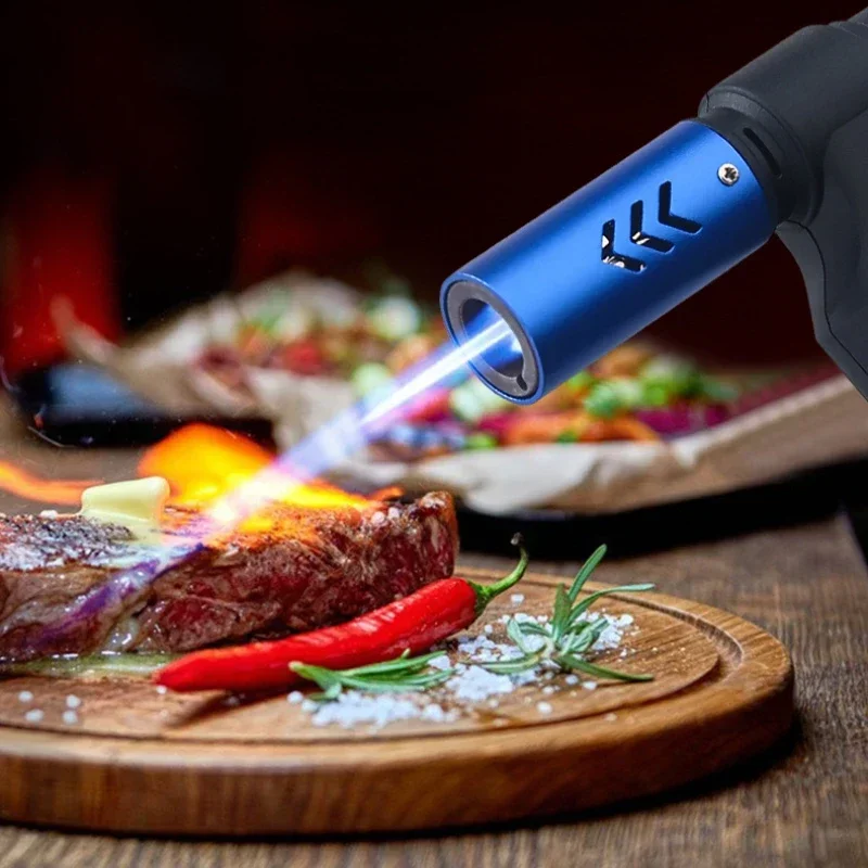 HONEST-Getto accendino a gas butano, accendisigari, tubo da cucina antivento, gioielli in metallo per barbecue, accendino per saldatura, gadget da