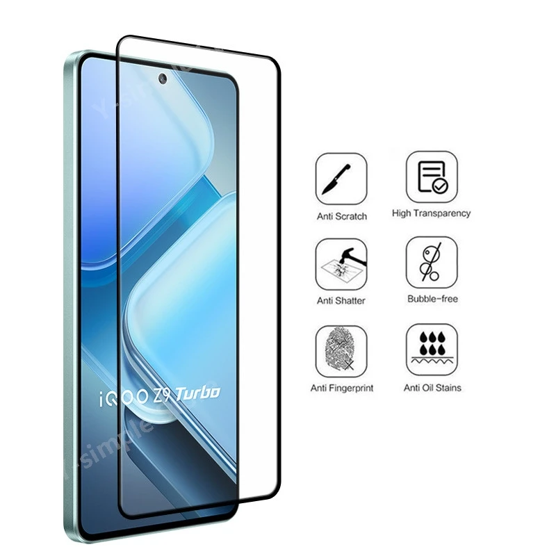 كامل الغراء الزجاج ل VIVO IQOO Z9 توربو حامي الشاشة غطاء كامل IQOO Z9 توربو عمر البطارية الطويل لينة عدسة الكاميرا فيلم #3