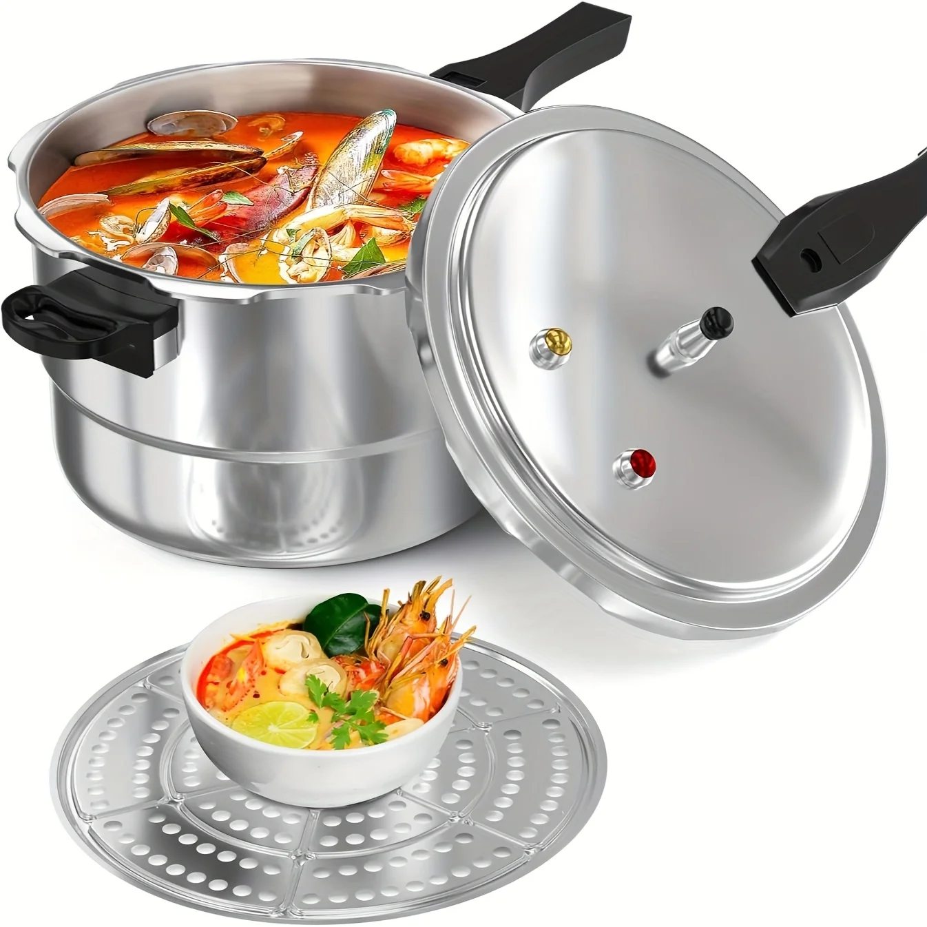 

PYY 10Qt Aluminum Pressure Cooker with a Release Valve And Various Safety Features, Suitable for Use with Both Gas And Induction Cooktops, Includes a Canner Rack