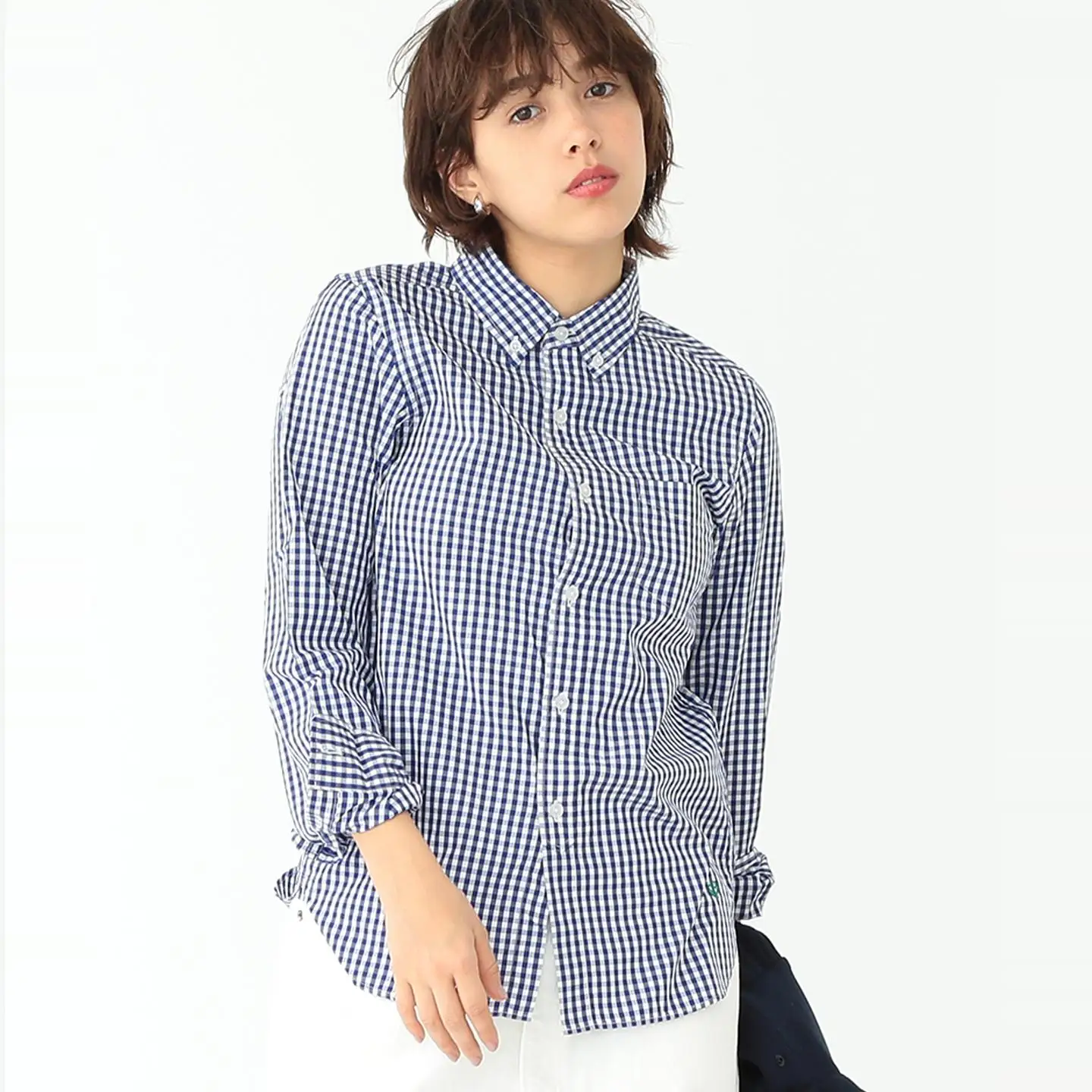

Artistic Pure Cotton Casual Long Sve Plaid irt Versatile Spring 2026 Women's Straight Cut Stand Thin Breathable ...