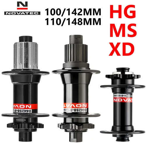 Novatec D442SB-B12 Boost 110-148mm x 12mm eje pasante 142x12mm 32 agujeros 6 pernos trasero XD Micro cubo estriado