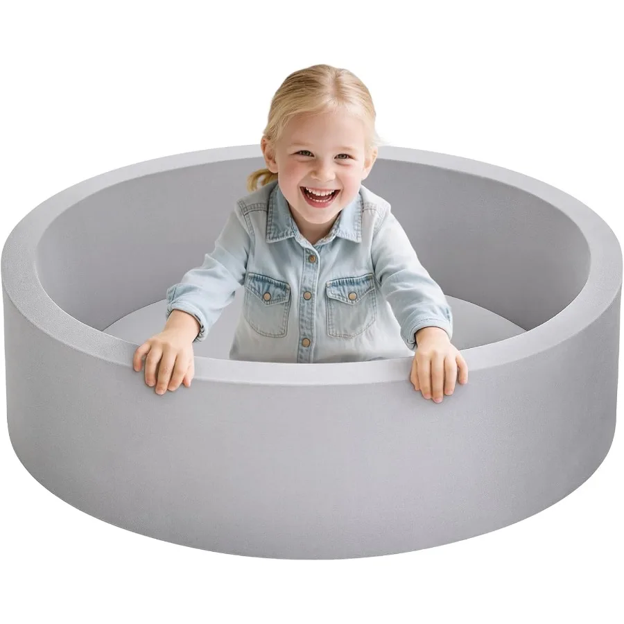 Poço de bola de espuma para crianças, grande poço de bola para bebês com esponja de memória macia, cercadinho interno e externo para bebês, piscina de bolinhas gi