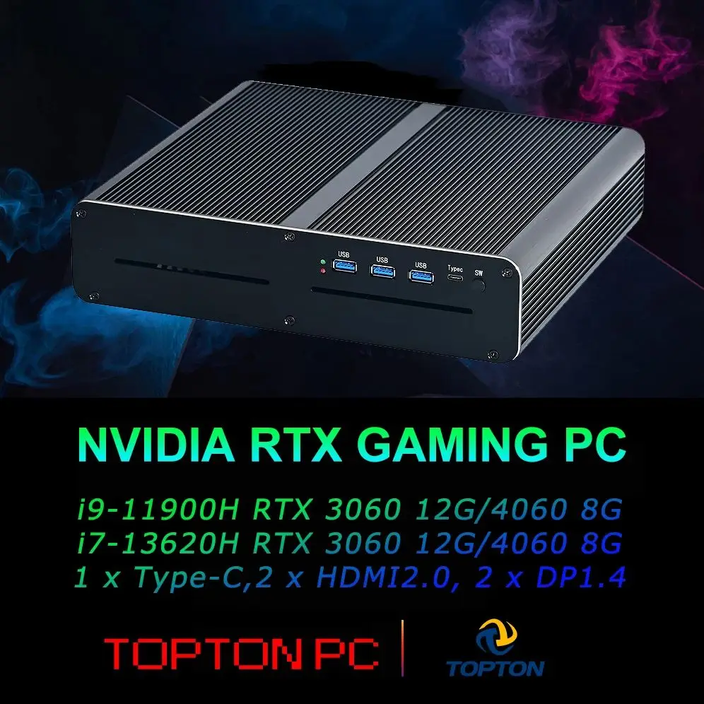 Intel Enthusiast Gaming Mini PC with i7 13700H i9 11900H NVIDIA RTX 4060 8G/3060 12G 1*Type-C 2*HDMI 2.0 2*DP1.4 5*Display 2*Lan